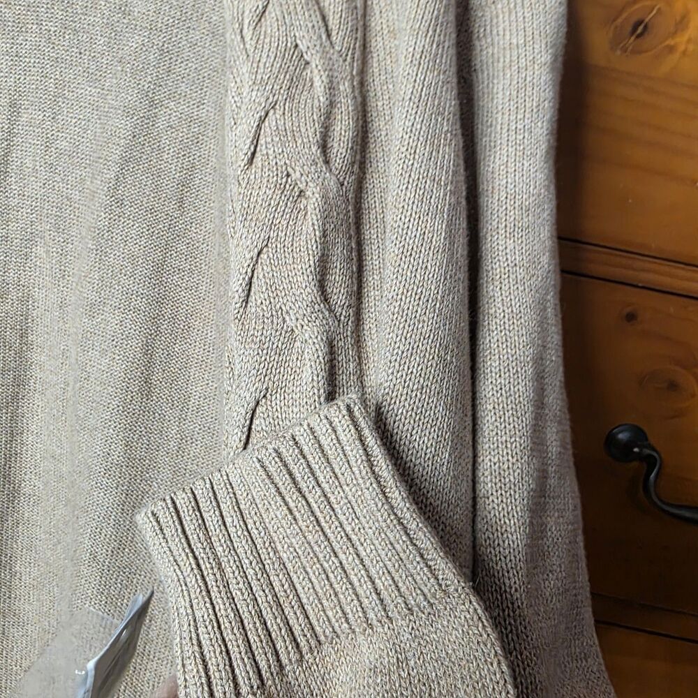 NWT Karen Scott Cardigan Size XL Tan Cotton Open Front Classic Layer - Picture 5 of 8